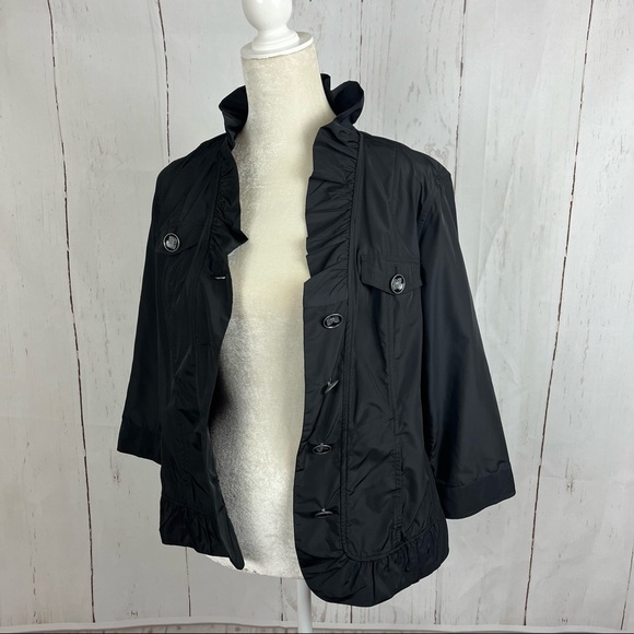 Christopher & Banks lightweight jacket with ruffle collar black medium - Picture 11 of 11